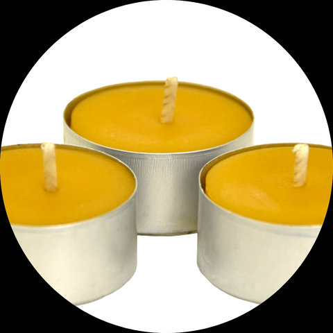 BEESWAX TEALIGHT CANDLES FROM CATHEDRAL RANGES HONEY 6 PER PACK