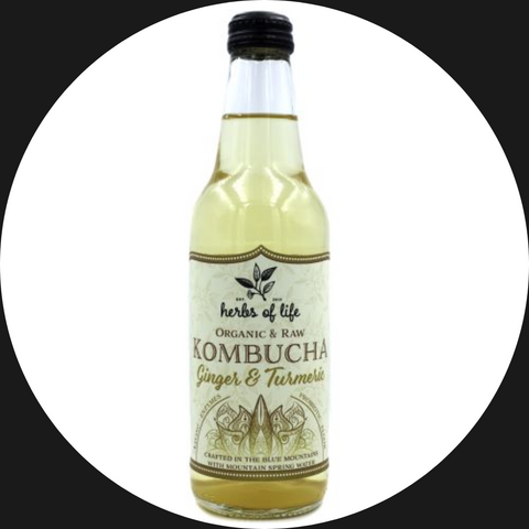 DRINK KOMBUCHA GINGER AND TURMERIC ORGANIC HERBS FOR LIFE